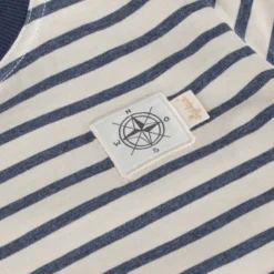 Kinder Ringel T-Shirt mit Kompass Patch, blau-weiß