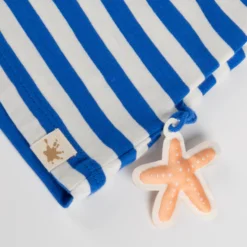 Kinder Ringel T-Shirt Seepferdchen, blau-weiß