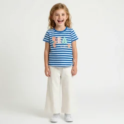 Kinder Ringel T-Shirt Seepferdchen, blau-weiß