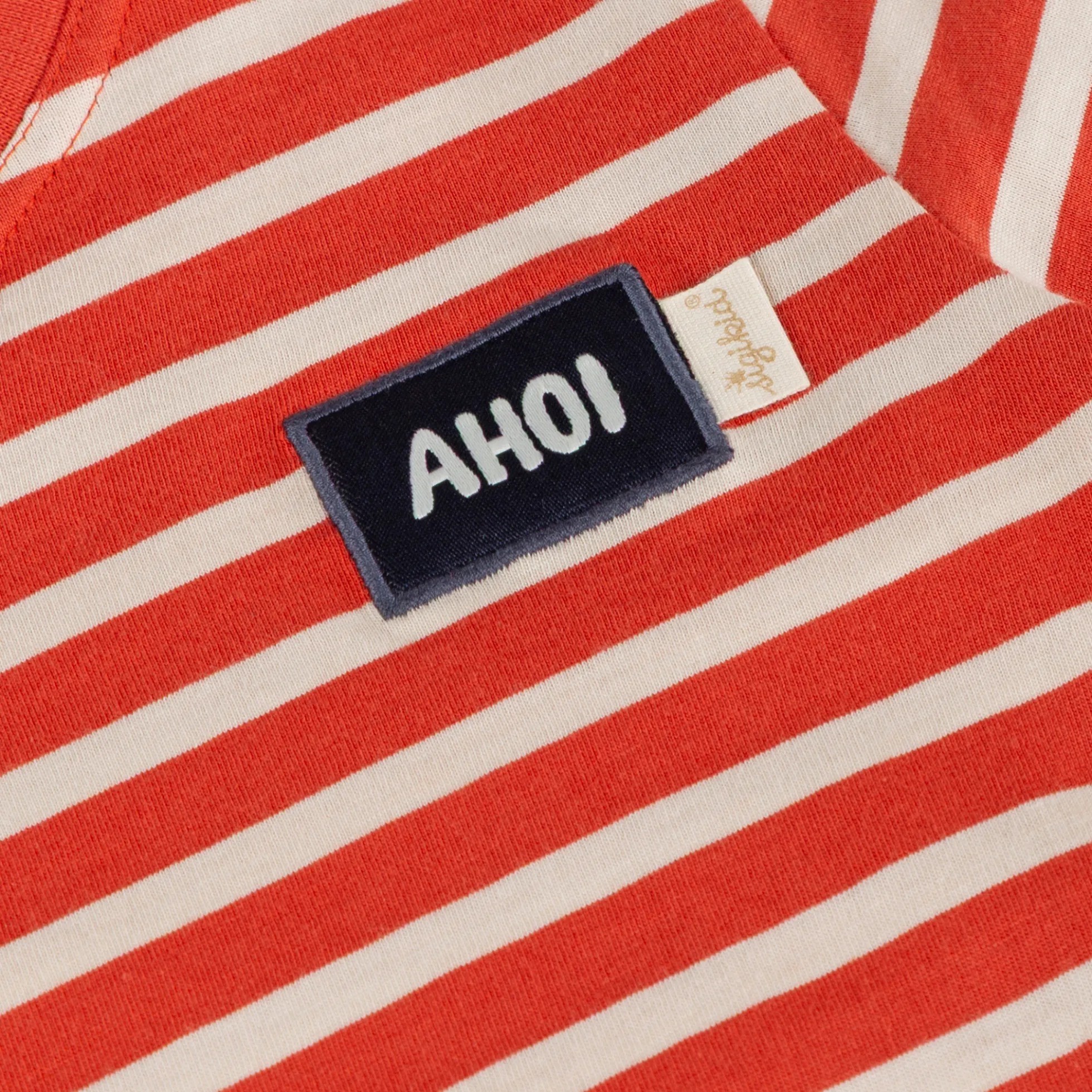 Kinder Ringel T-Shirt Segelschiff, rot-weiß