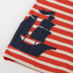 Kinder Ringel T-Shirt Segelschiff, rot-weiß
