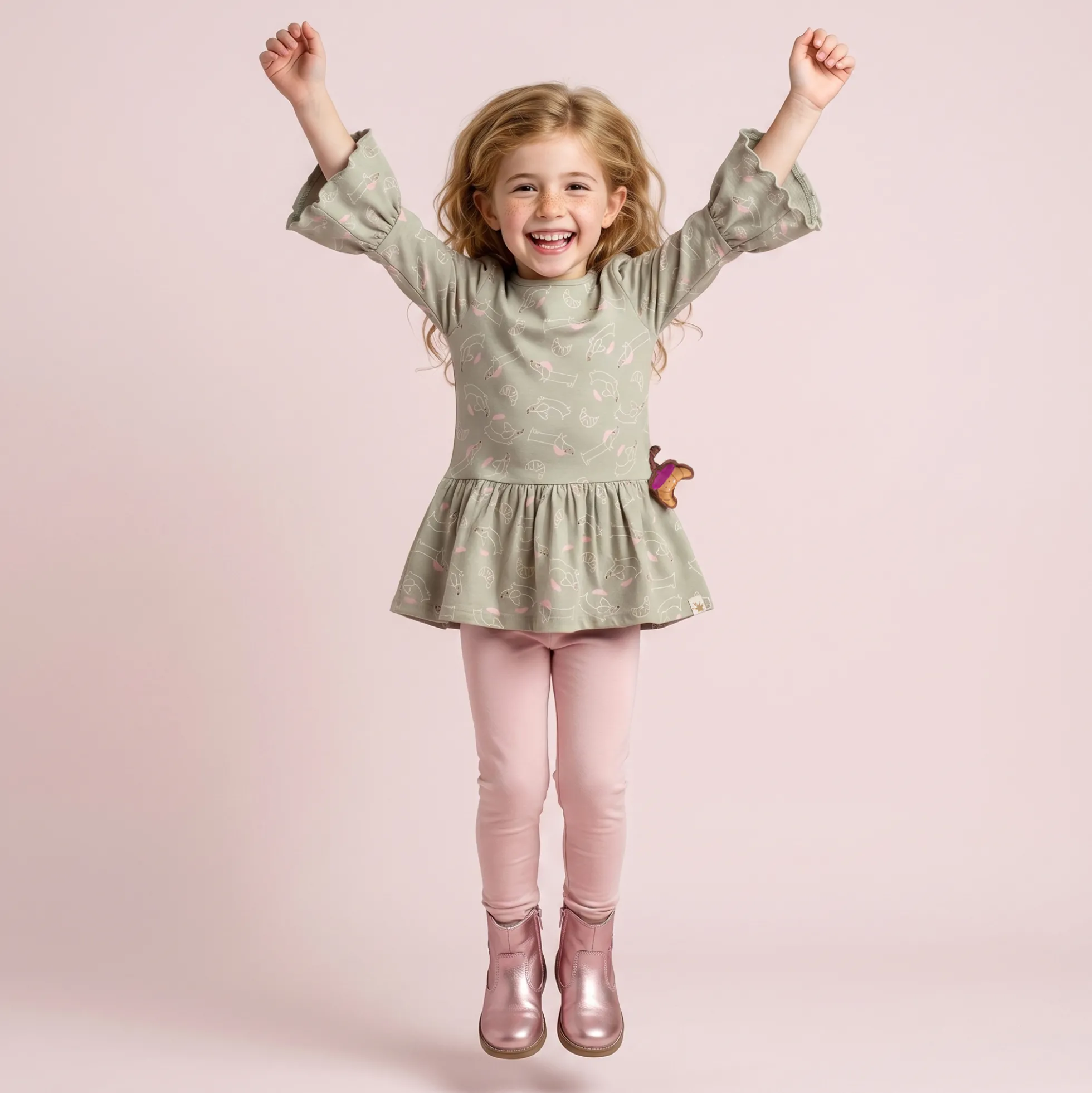 Kinder Rippstrick Leggings, rosa, Petit Croissant