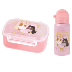 Kinder Set 400ml Edelstahl Trinkflasche und Brotbox,Pony Love