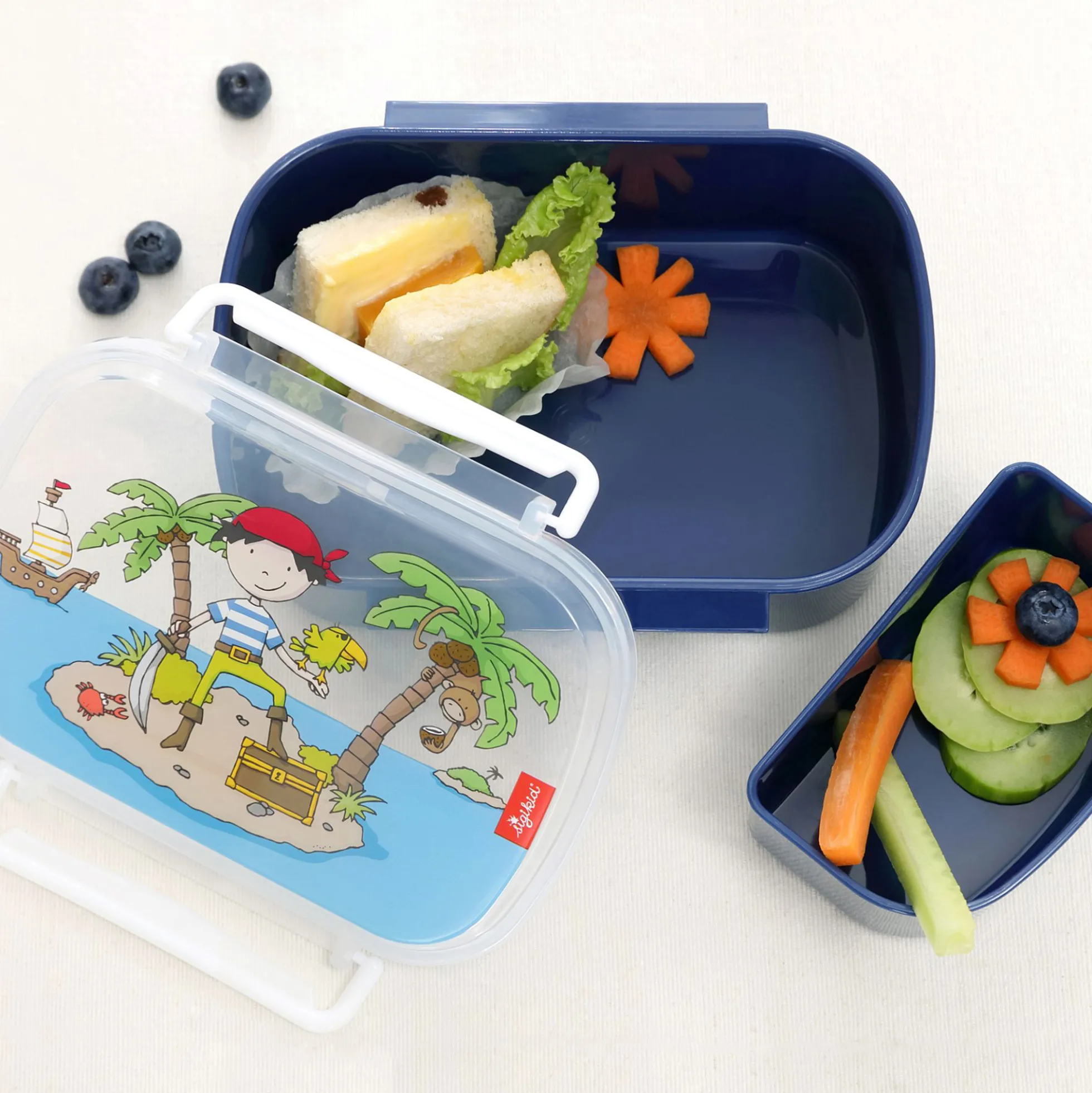 Kinder Set 400ml Edelstahl Trinkflasche und Brotbox, Sammy Samoa