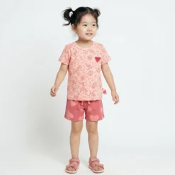 Kinder Shorts mit Herzchen Print, rosarot