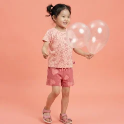 Kinder Shorts mit Herzchen Print, rosarot
