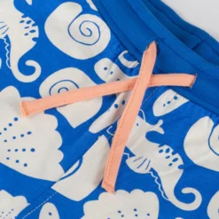 Kinder Shorts Strand Print. blau mit weiß
