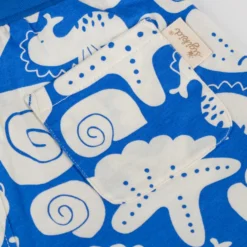 Kinder Shorts Strand Print. blau mit weiß