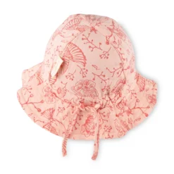 Kinder Sommerhut Vogel Print mit Krempe, rosa