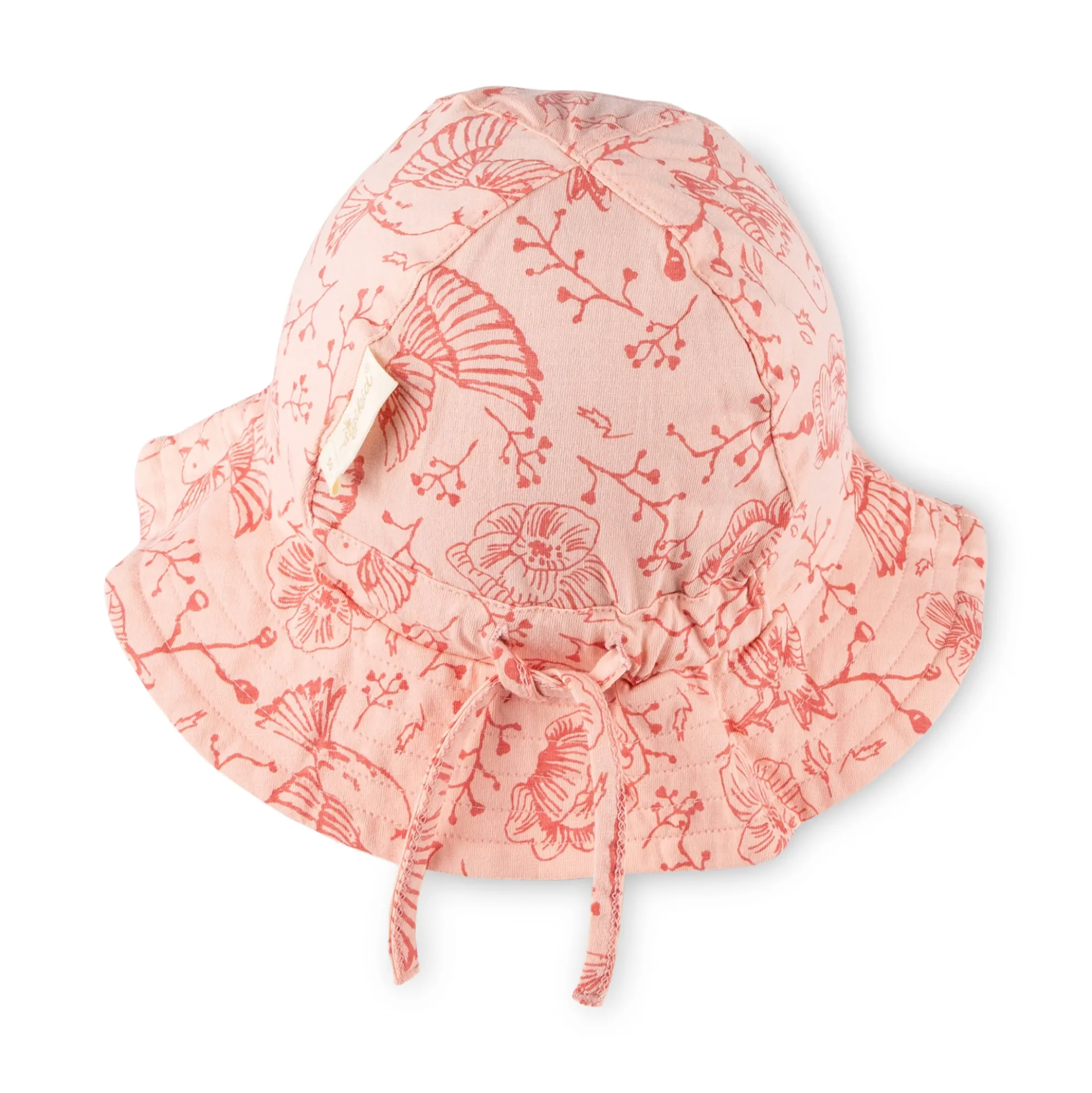 Kinder Sommerhut Vogel Print mit Krempe, rosa