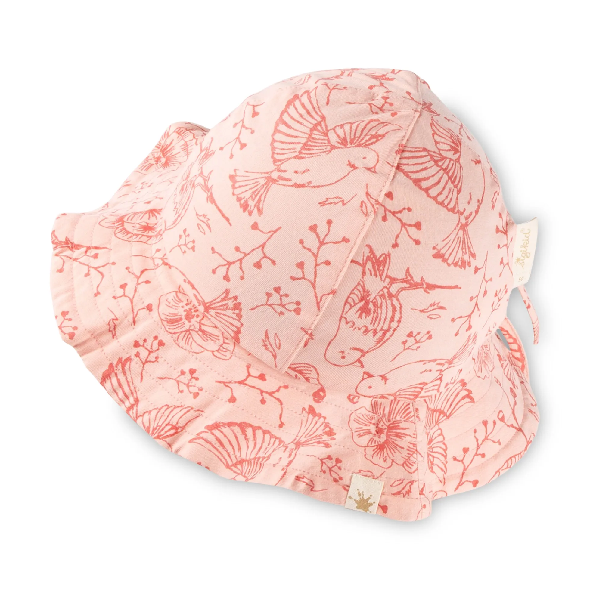 Kinder Sommerhut Vogel Print mit Krempe, rosa
