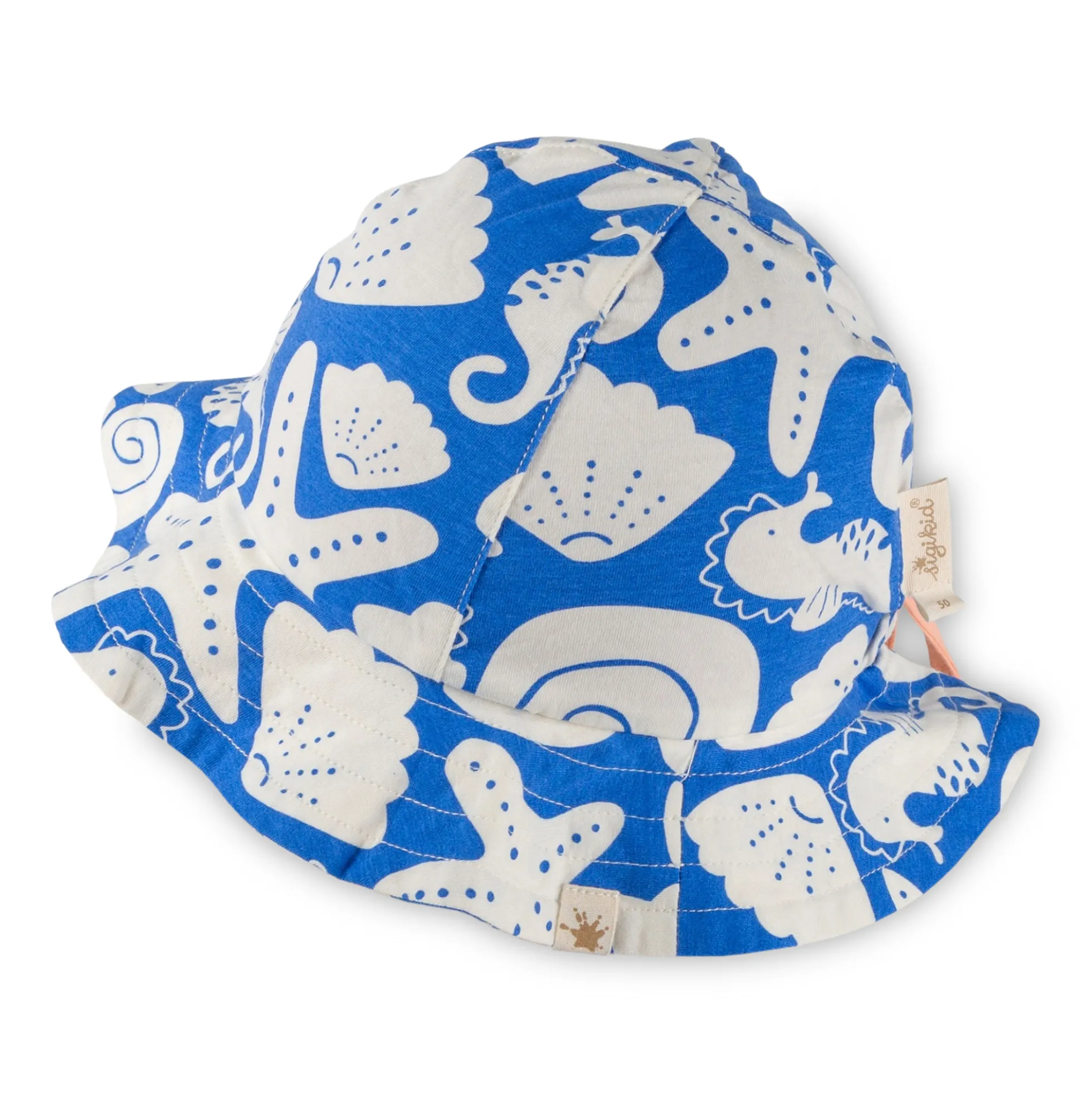 Kinder Sonnenhut Strand Print, blau mit weiß