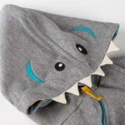 Kinder Sweatjacke Hai mit Kapuze, grau