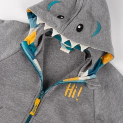 Kinder Sweatjacke Hai mit Kapuze, grau