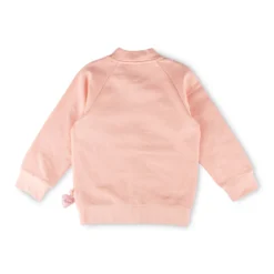 Kinder Sweatjacke mit Vogel Motiv und Kängurutasche, rosa