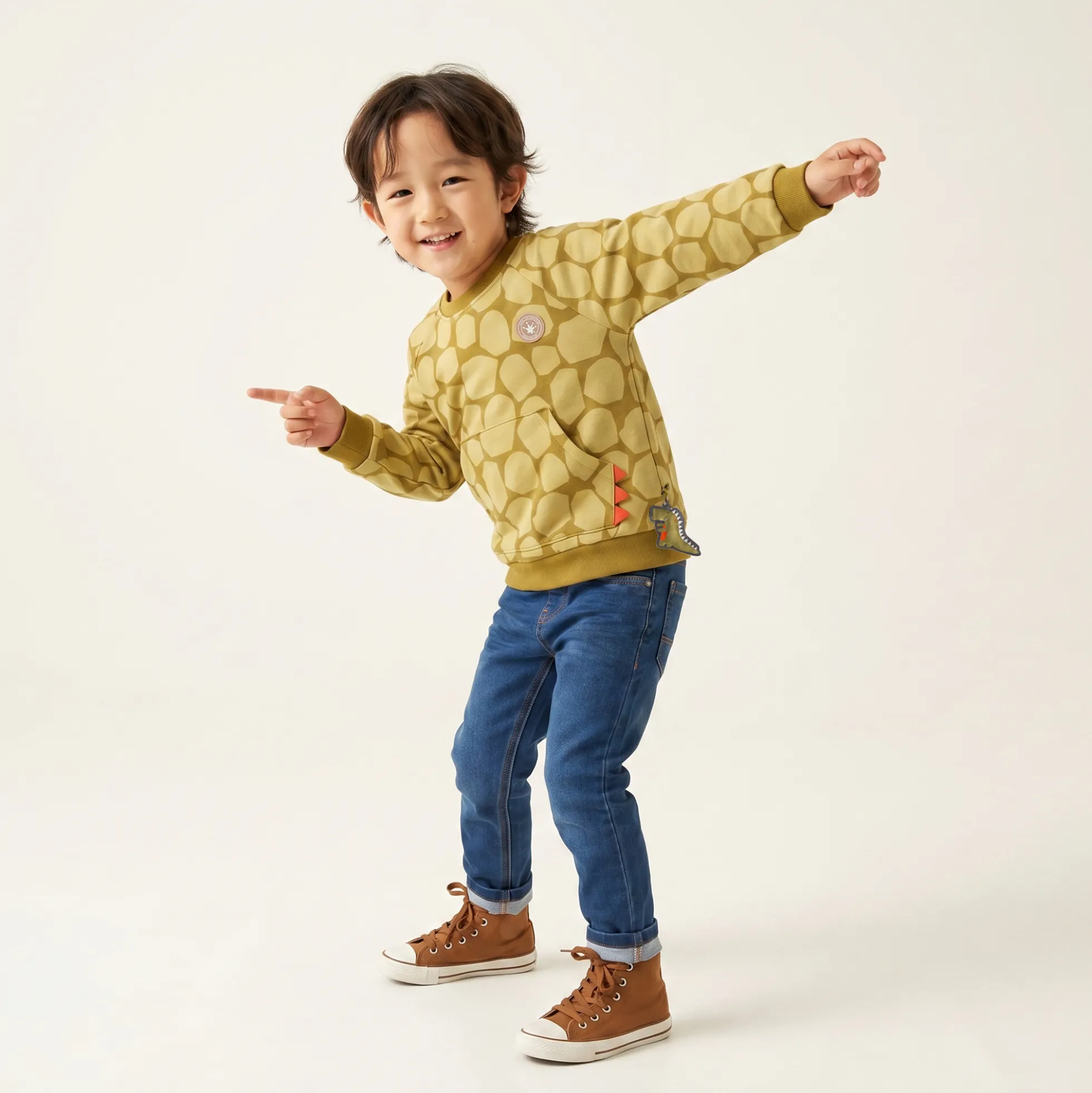 Kinder Sweatshirt mit Fronttasche, Dino Fun