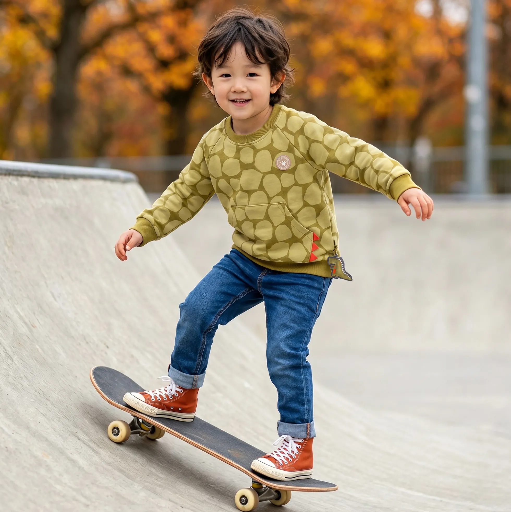 Kinder Sweatshirt mit Fronttasche, Dino Fun