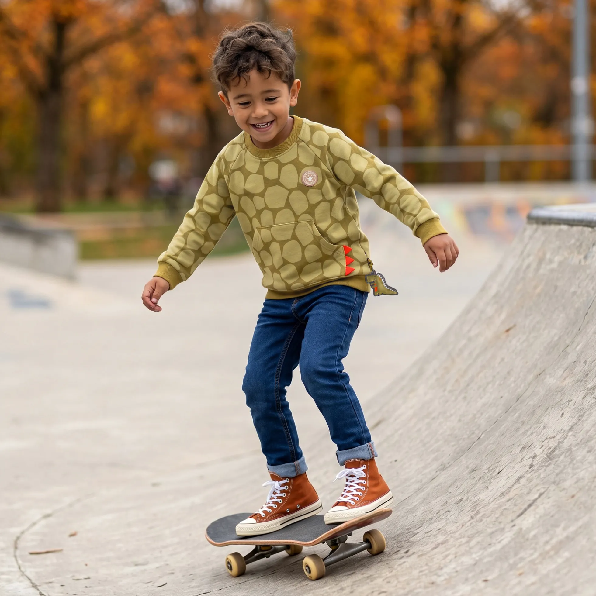 Kinder Sweatshirt mit Fronttasche, Dino Fun