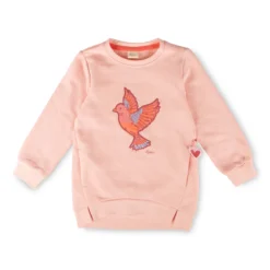 Kinder Sweatshirt mit Vogel Motiv und Taschen, rosa