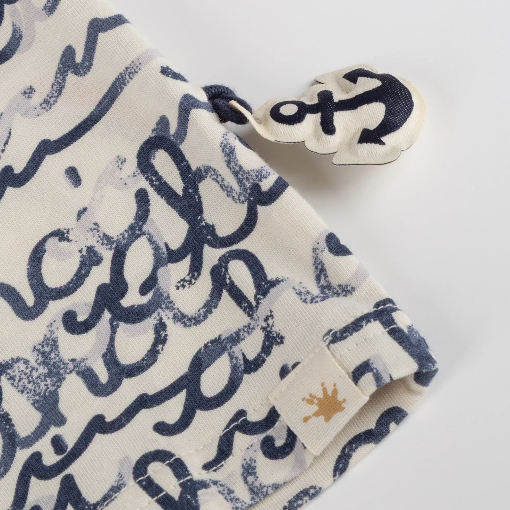 Kinder T-Shirt "Ahoi" Print, weiß mit blau