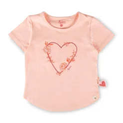 Kinder T-Shirt mit gesticktem Herz Motiv, rosa