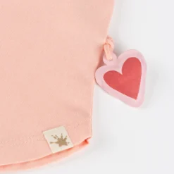 Kinder T-Shirt mit gesticktem Herz Motiv, rosa