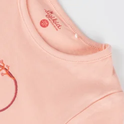 Kinder T-Shirt mit gesticktem Herz Motiv, rosa