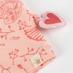 Kinder T-Shirt mit Vogelprint und Herzchen, rosa