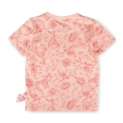 Kinder T-Shirt mit Vogelprint und Herzchen, rosa