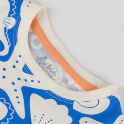 Kinder T-Shirt Strand Print, blau mit weiß