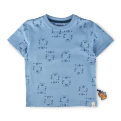 Kinder T-Shirt Tiger & Löwe Print, blau