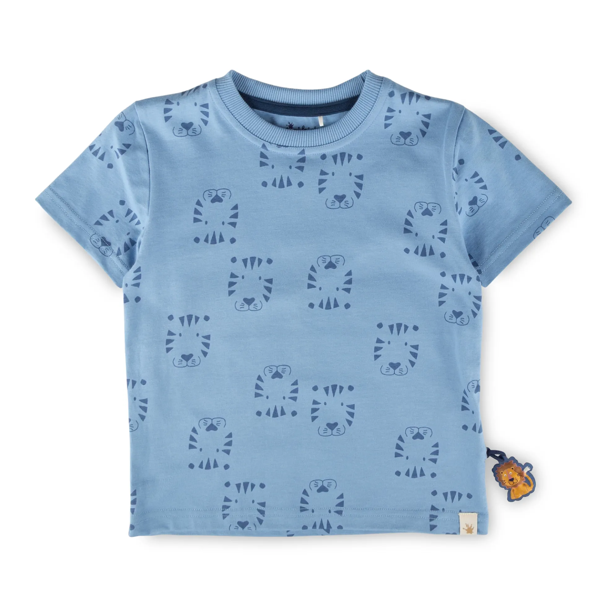 Kinder T-Shirt Tiger & Löwe Print, blau