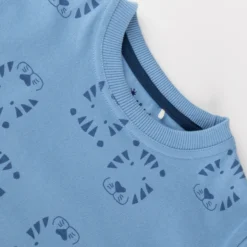 Kinder T-Shirt Tiger & Löwe Print, blau