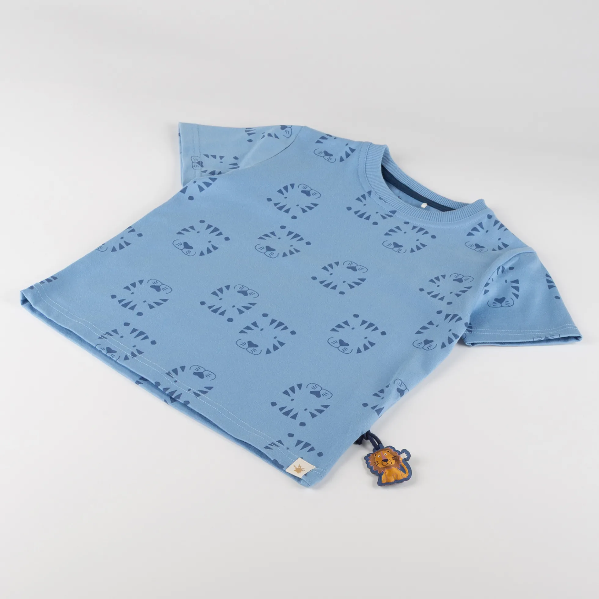 Kinder T-Shirt Tiger & Löwe Print, blau