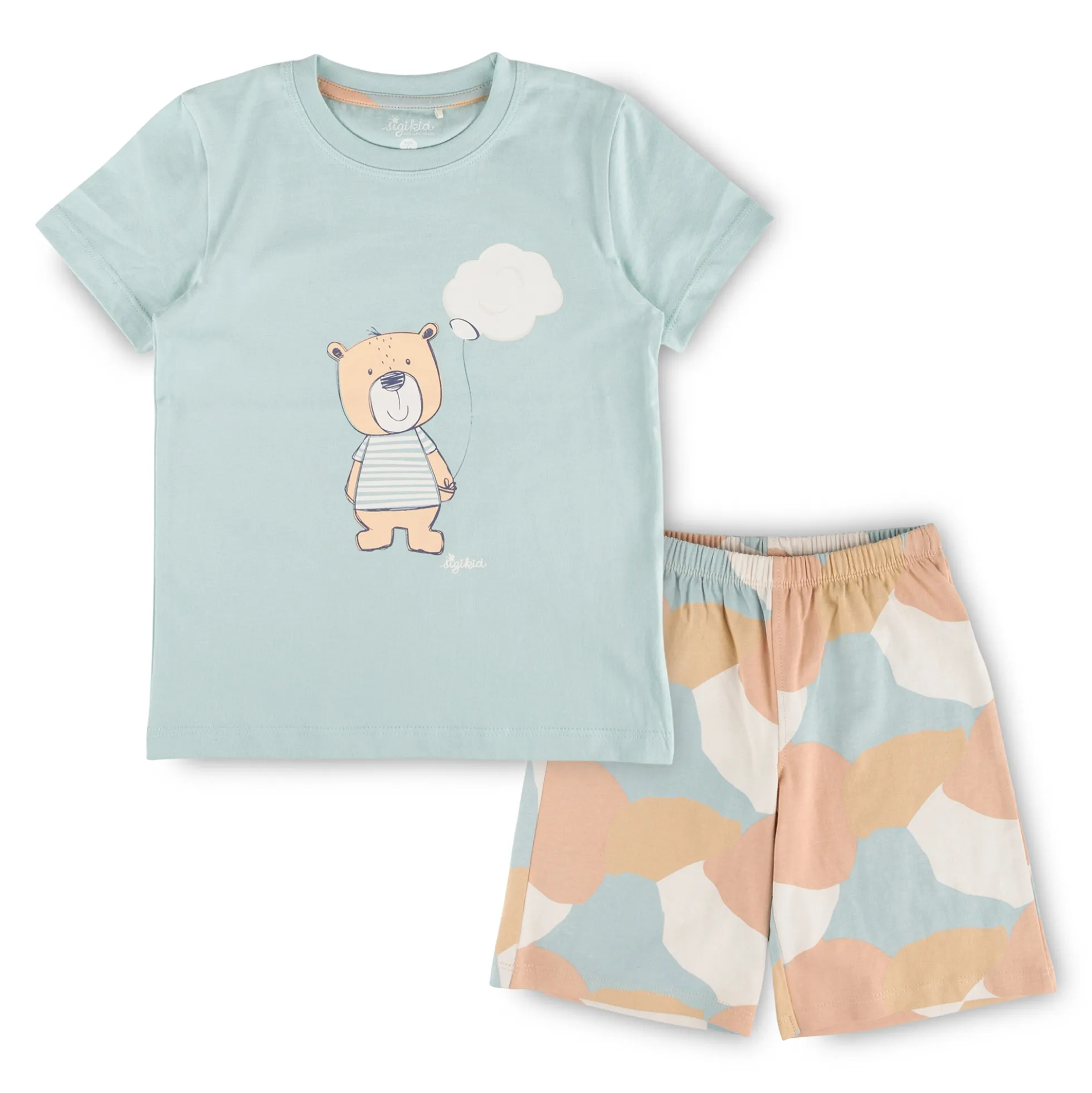 Kurzer Kinder Pyjama Bär, hellblau