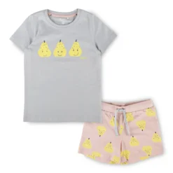 Kurzer Kinder Pyjama Früchtchen, pastellblau/rosa