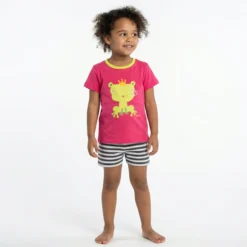 Kurzer Kinder Pyjama Froschkönig, pink