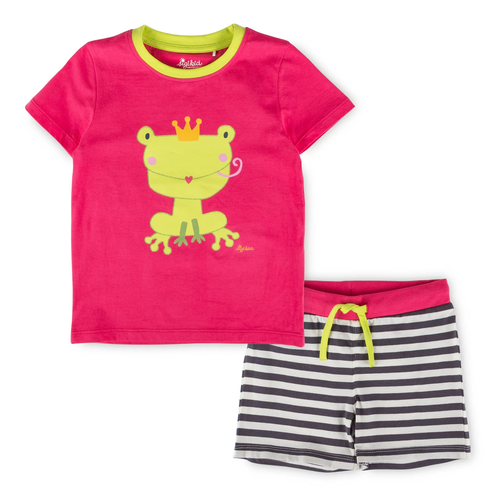 Kurzer Kinder Pyjama Froschkönig, pink