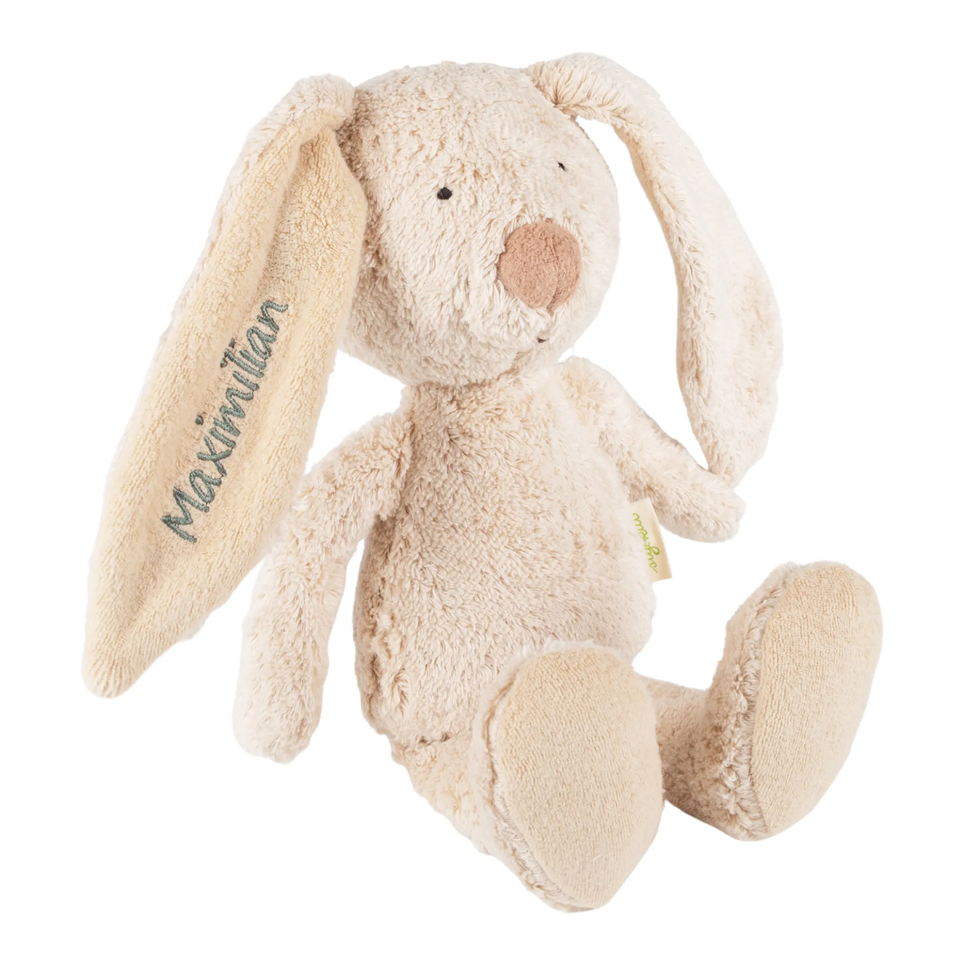 Kuscheltier Hase mit Namens-Stickerei, Bio-Baumwolle & Schurwolle, Pure Collection