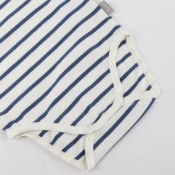 Langarm Baby Body Monster, blau geringelt