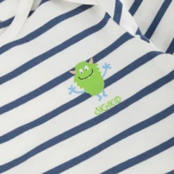 Langarm Baby Body Monster, blau geringelt