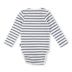 Langarm Baby Body Monster, blau geringelt