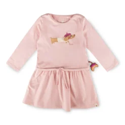 Langärmeliges Kinderkleid hellrosa, Petit Croissant