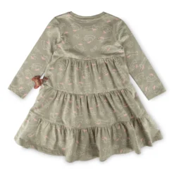Langärmeliges Stufenkleid, Alloverprint Petit Croissant