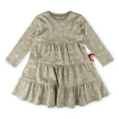 Langärmeliges Stufenkleid, Alloverprint Petit Croissant