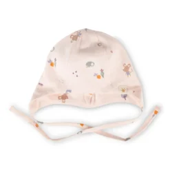 Newborn Baby Mütze mit Bindebändchen, zartrosa
