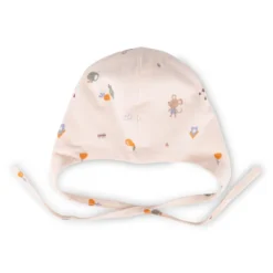 Newborn Baby Mütze mit Bindebändchen, zartrosa