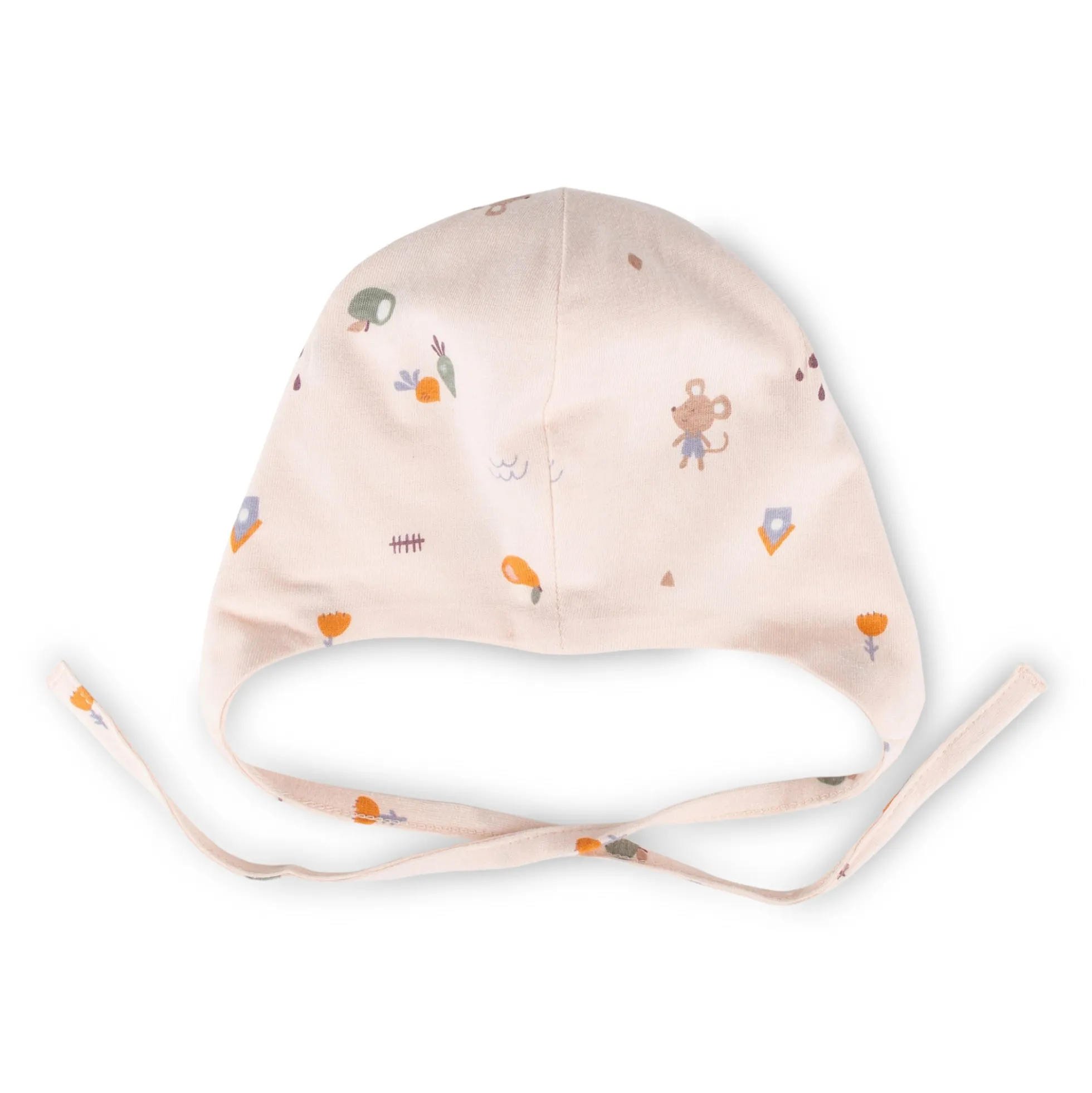 Newborn Baby Mütze mit Bindebändchen, zartrosa