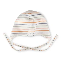 Newborn Baby Mütze mit Bindebändchen, gestreift
