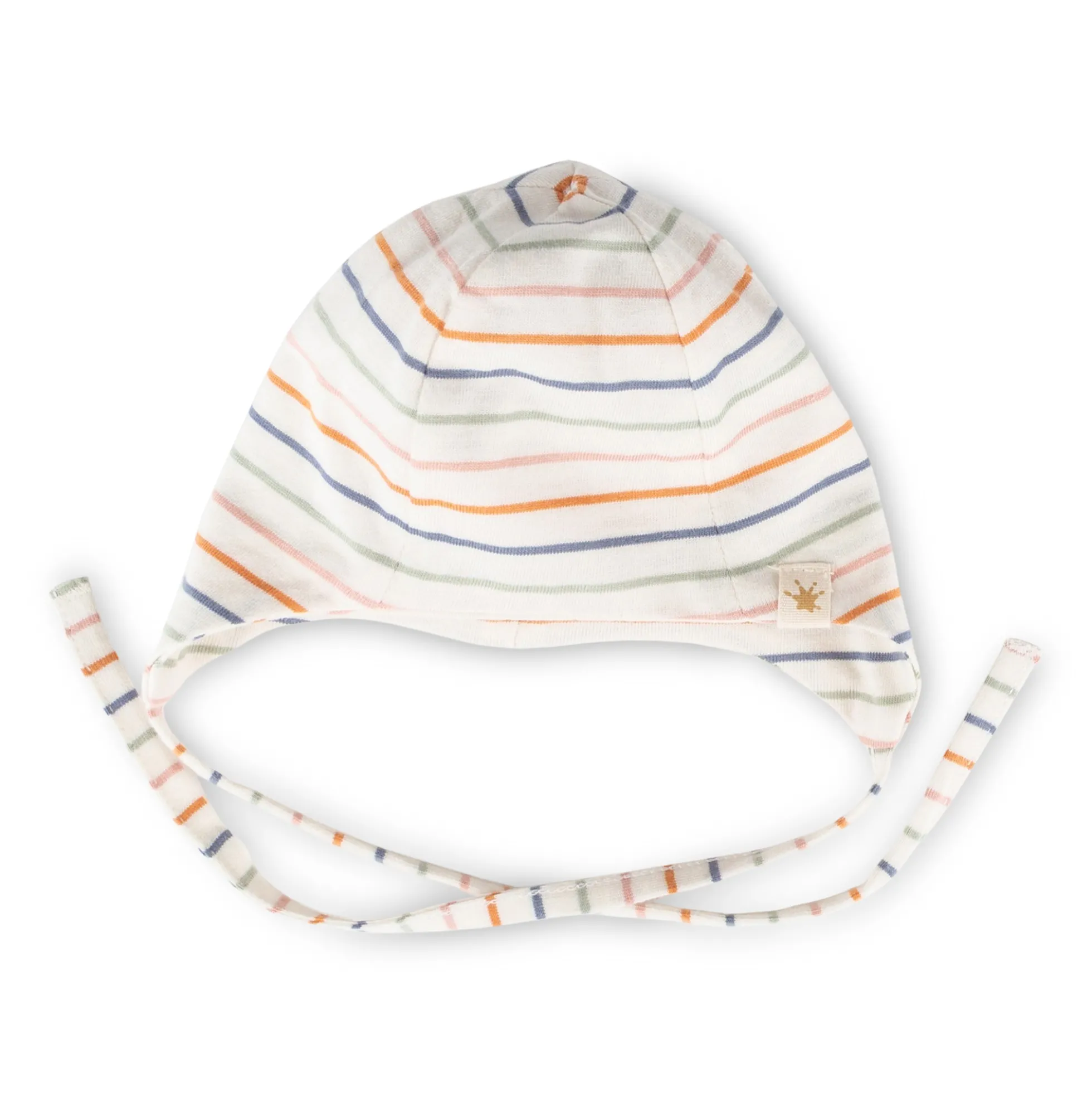Newborn Baby Mütze mit Bindebändchen, gestreift